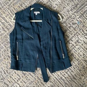 Elizabeth & James teal cotton belted cropped vest